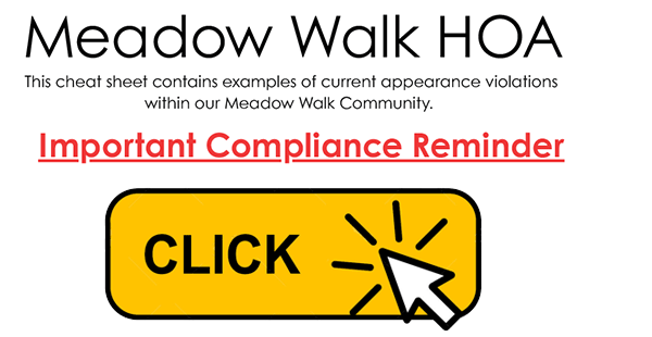Meadow Walk HOA Violations Cheat Sheet
